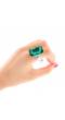 Big Green Crystal Solitaire Stone Ring