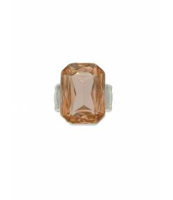 Big Golden Crystal Solitaire Stone Ring.