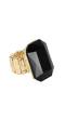 Golden Plated Big Black Solitaire Stone Ring