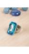 Big Sky-Blue Crystal Solitaire Stone Ring
