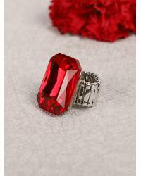 Buy Online Crunchy Fashion Earring Jewelry Red Crystal Rectangular Ring- Earrings Combo Set Jewellery CMB0055