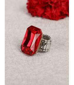 Big Red Crystal Solitaire Stone Ring