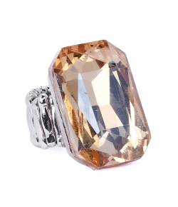 Big Peach Crystal Solitaire Stone RingCFR0400