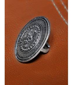 Oxidized German Silver Big Size Adjustable Ring 