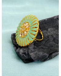 Buy Online Crunchy Fashion Earring Jewelry The Rising Sun Green Pendant Set Jewellery CFS0078