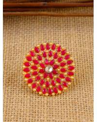 Buy Online Royal Bling Earring Jewelry Red Pearl Gold-Plated Hoops & Huggies Earring for Women/Girl's Jewellery RAE1304