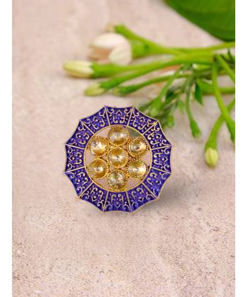 Traditional Round Gold-Plated Floral Finger Ring CFR0513