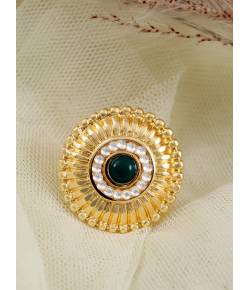 Gold-Plated Large Finger Ring in Jodha Akbar Traditional Style CFR0514