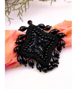 Beautiful Black Boho beaded Handmade Ring CFR0520  2