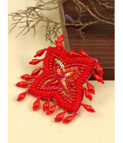 Beautiful Red Boho beaded Handmade Ring CFR0522