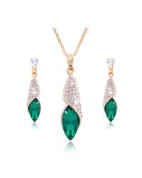 Buy Online Crunchy Fashion Earring Jewelry Jade Green Tear Drop Crystal Pendant set Jewellery CFS0238
