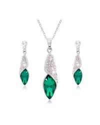 Buy Online Crunchy Fashion Earring Jewelry Jade Green Tear Drop Pendant set Crystal Jewelry CFS0237