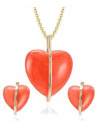 Buy Online Crunchy Fashion Earring Jewelry Rose-Gold Plated heart Pendant Jewellery Set Jewellery Sets CFS0432