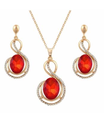 Red Gold-Plated CZ-Studded Jewellery Set