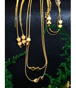 Crunchy Fashion Gold-Plated Little Heart Chaini Combo Jewellery Set CFS0254