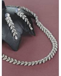 Buy Online Crunchy Fashion Earring Jewelry SwaDev Silver-Plated Green Stone American Diamond Studded Handcrafted Jewellery Set SDJS0044 Jewellery Sets SDJS0044