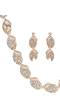 Embellished Gold Plated Necklace Set With Earrings 