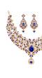 Blue Crystal Golden Plated Necklace Earrings Set