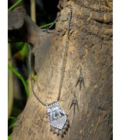 Oxidized German Silver Elephant Pendant Necklace set 