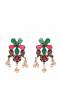 Embellished Pink Green Kundan Choker Necklace Set  With  Earrings 