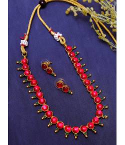Traditional Gold  Plated Rani Pink Necklace set