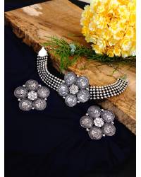 Buy Online Crunchy Fashion Earring Jewelry Oxidized German Silver Red Necklace Set  Jewellery CFN0832