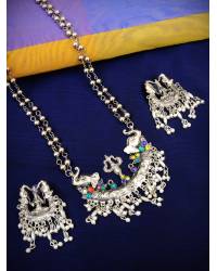 Buy Online Crunchy Fashion Earring Jewelry Oxidized German silver Long Layered Multicolor  Necklace CFN0874 Statement Necklace CFN0874