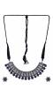 German Silver Oxidised Antique Boho Studded Blue Stone Designer Choker Necklace Set With Earrings CFS0353