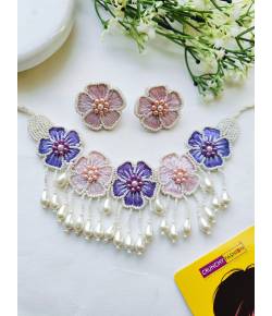 Purple Pink Necklace and earrings set