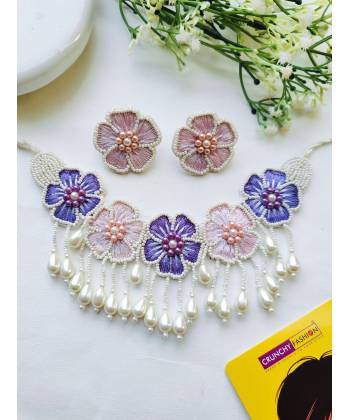 Purple Pink Necklace and earrings set