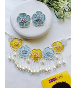 Vintage Flower Art 3D Print Moon Pendant Jewelry Set