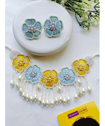 Vintage Flower Art 3D Print Moon Pendant Jewelry Set