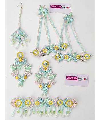 Green-Yellow Haldi-Mehndi Bridal Jewellery Set