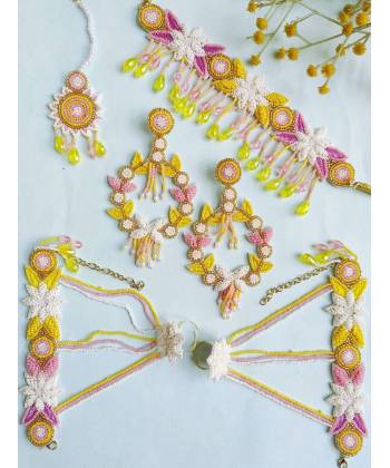 Yellow Floral Jewellery Set for Women - Perfect for Haldi-