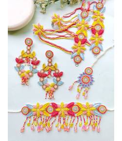 Multicolored Haldi Jewellery Set for Women - Haldi-Meh...