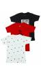 Wonder Kids Printed Pure Cotton T-shirt for Boys- Pack of 3(Black, White, Red)