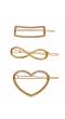 Gold plated hair pins with geometric  3pcs design  CFH0118