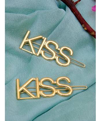 Gold-Plated Custom Word Kiss  Hair Pins Clip Letter Hairpins  decorated hair accessories CFH0123