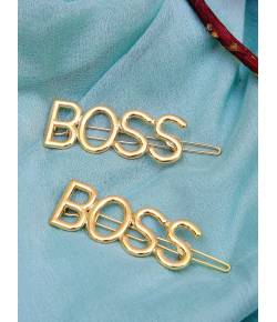 Gold-Plated  Letters Boss Hair Bobby Pins CFH0124