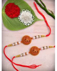 Buy Online Crunchy Fashion Earring Jewelry Crunchy Fashion Brown Wodden Floral Rakhi Set Pack of 2 CFRKH0025 Gifts CFRKH0025