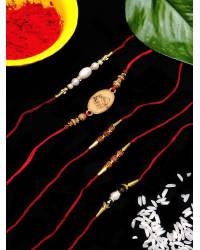 Buy Online Crunchy Fashion Earring Jewelry Crunchy Fashion Wooden Ganpati Rakhi Set- Pack of 5 Gifts CFRKH0011