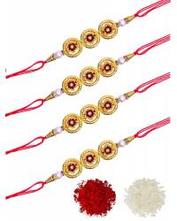 Buy Online Crunchy Fashion Earring Jewelry Crunchy Fashion  OM Wooden Rakhi Set- Pack of 4 Gifts CFRKH0016