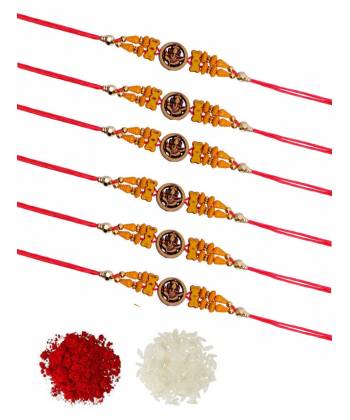 Crunchy Fashion Fancy  Rakhi with Roli Chawal Tilak Set- Pack of 6 CFRKH0019