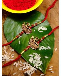 Buy Online Crunchy Fashion Earring Jewelry Crunchy Fashions Veera Metal Rakhi Set- Pack of 2 Gifts CFRKH0022