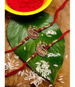 Crunchy Fashions Swan Metal Rakhi Set- Pack of 2