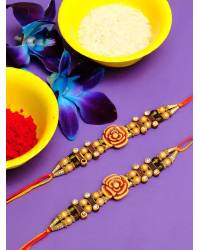 Buy Online Crunchy Fashion Earring Jewelry Crunchy Fashion Bracelet Material Moti and Threads Red Kundan Rakhi Combo Set  CFRKH0041 Gifts CFRKH0041