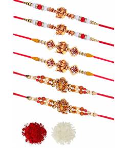 Crunchy Fashion Rakhi With Roli Chawal Tilak Set  Pack of 6 CFRKH0032