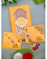 Buy Online Crunchy Fashion Earring Jewelry Crunchy Fashion  OM Wooden Rakhi Set- Pack of 4 Gifts CFRKH0016