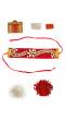 Crunchy Fashion Kundan Stone Braclete Red Designer Rakhi With Roili & Chawal  CFRKH0040