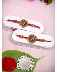 Buy Online Crunchy Fashion Earring Jewelry Pink Floral Beaded Handmade Rakhi for Sister/Bhabhi Rakhi CFRKH0245